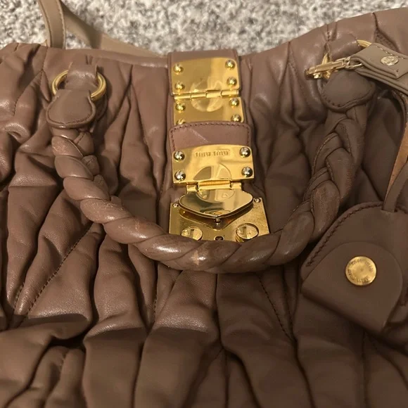 Miu Miu Brown/Mauve Quilted Leather Bag - Picture 2 of 14